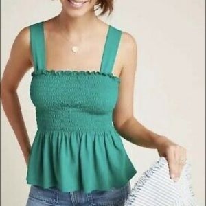 2/$20 ✨Anthropologie smocked tank green size small